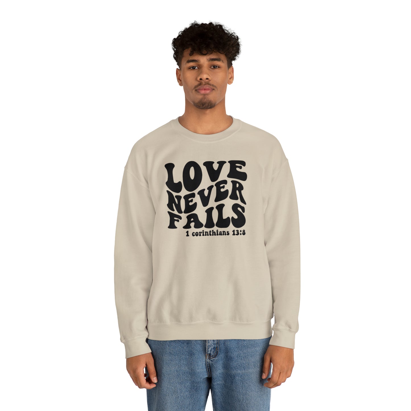 Love Never Fails Black Logo Unisex Heavy Blend™ Crewneck Sweatshirt