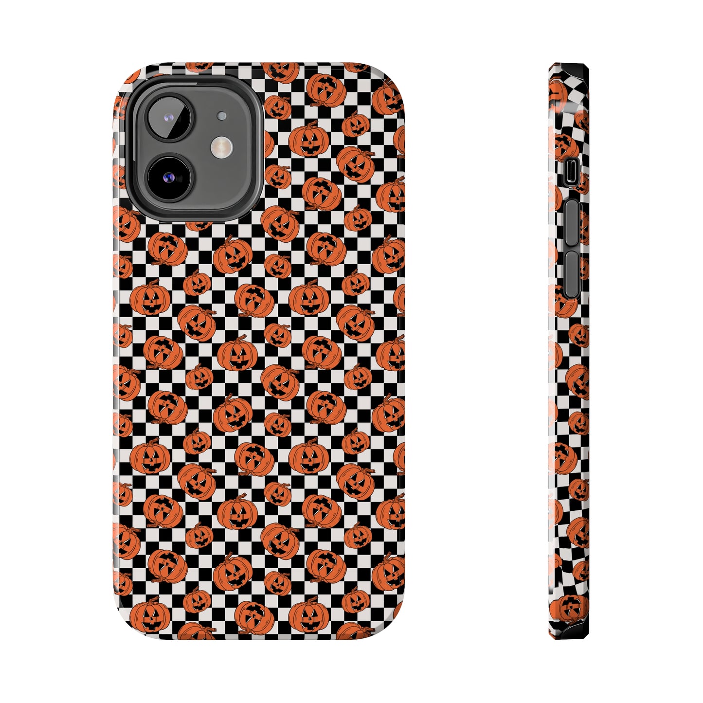 Pumpkin / Jack-O-Lantern Checkerboard Halloween/ Fall Patterned Tough Phone Cases