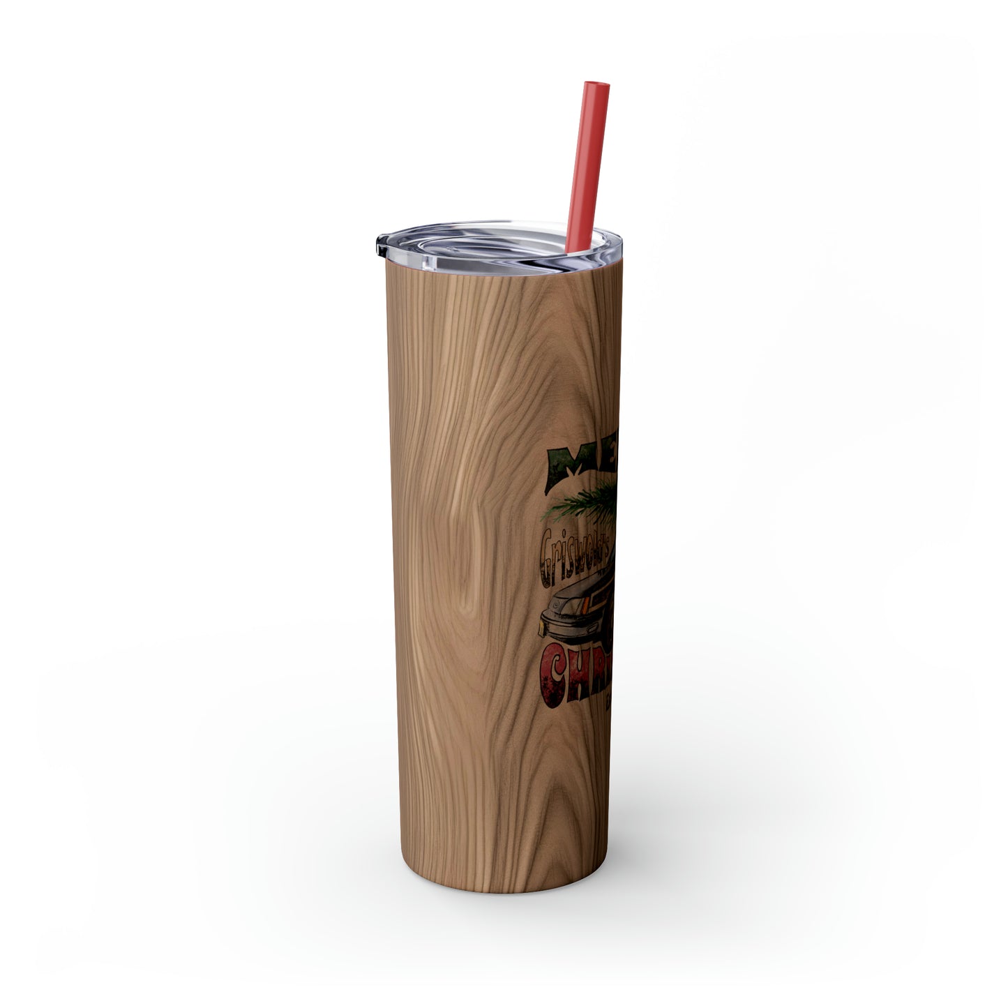 Distressed Merry Griswold's Christmas Tree Station Wagon Skinny Tumbler with Pick your Color Straw, 20oz
