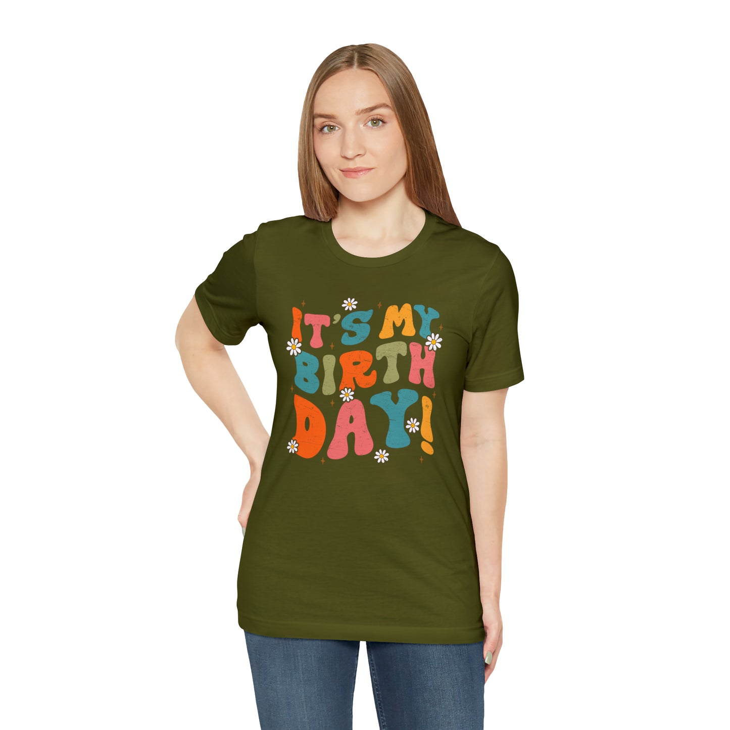 Distressed It's My Birthday Colorful Daisy T-Shirt