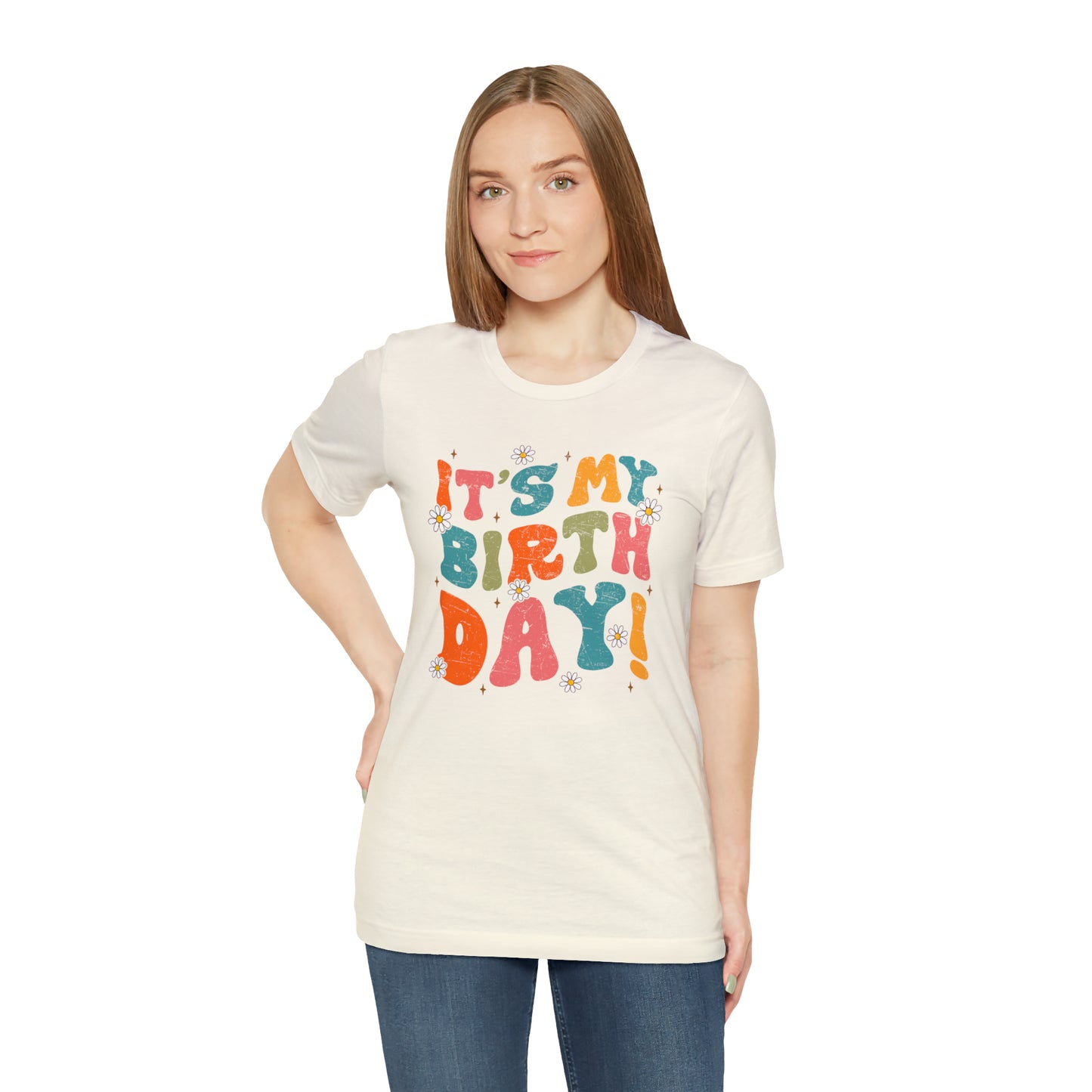 Distressed It's My Birthday Colorful Daisy T-Shirt
