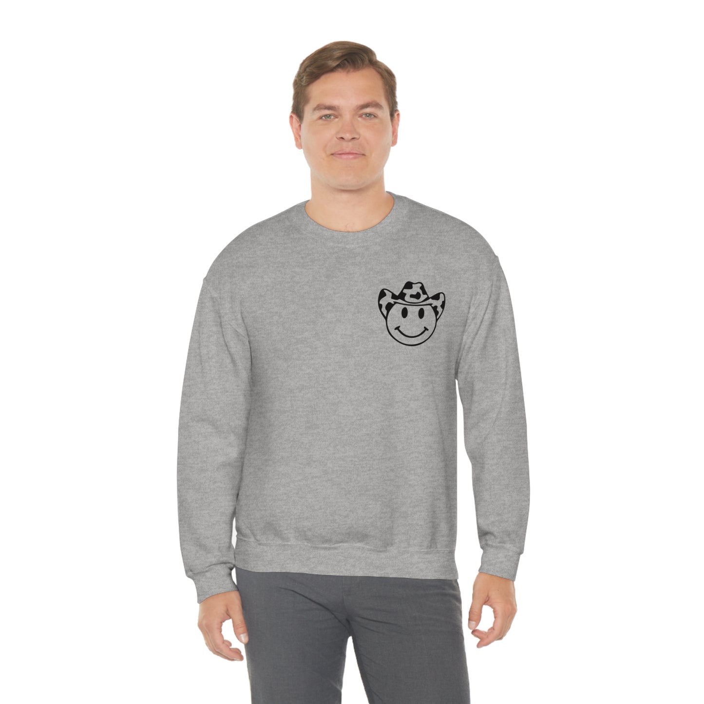 "Smiley Face HOWDY" (Front and Back Design) - Unisex Heavy Blend™ Crewneck Sweatshirt