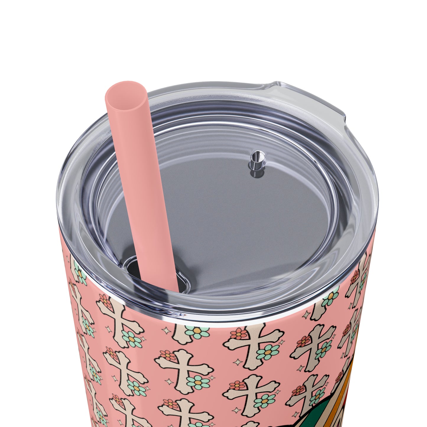 Grow in Grace with Daisy Crosses Christian Skinny Tumbler with Straw, 20oz