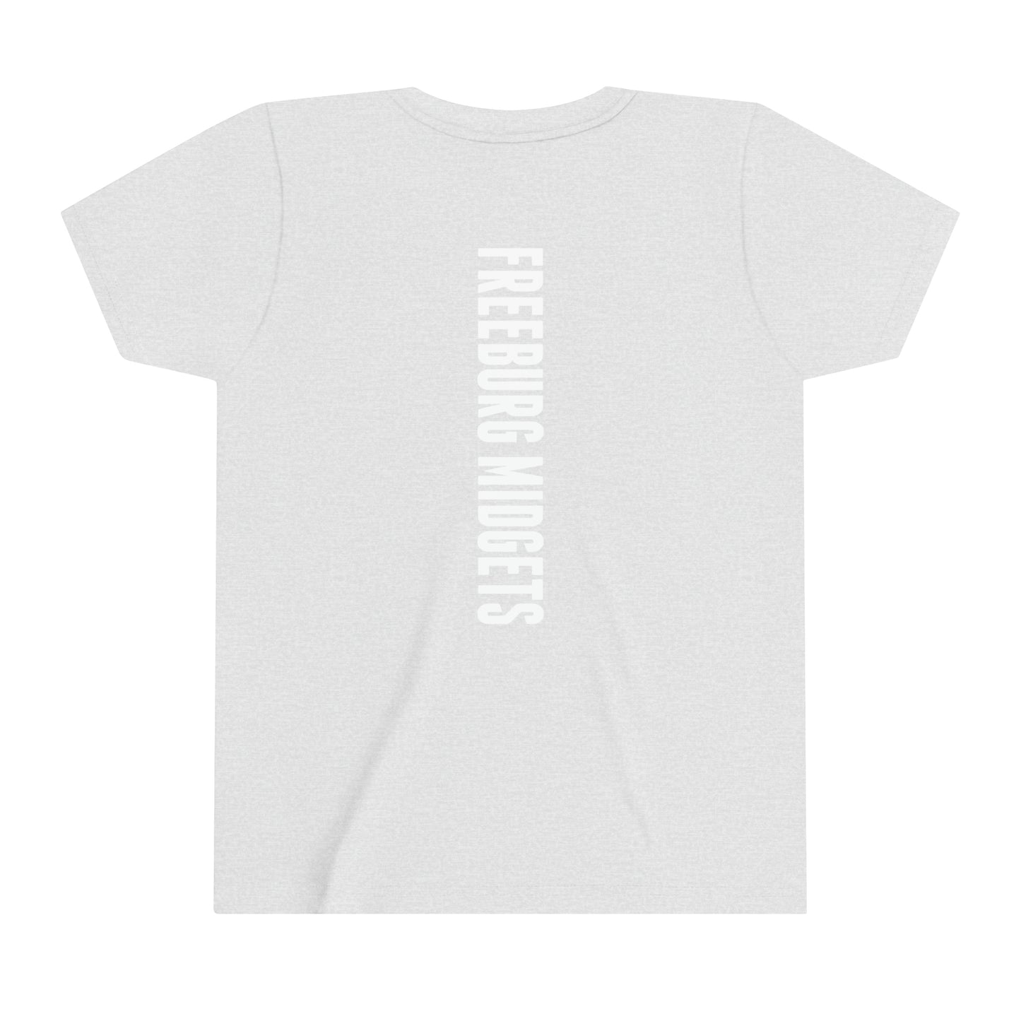 YOUTH - Front and Back Design - Varsity F Vertical Freeburg Midgets Logo - Short Sleeve Tee