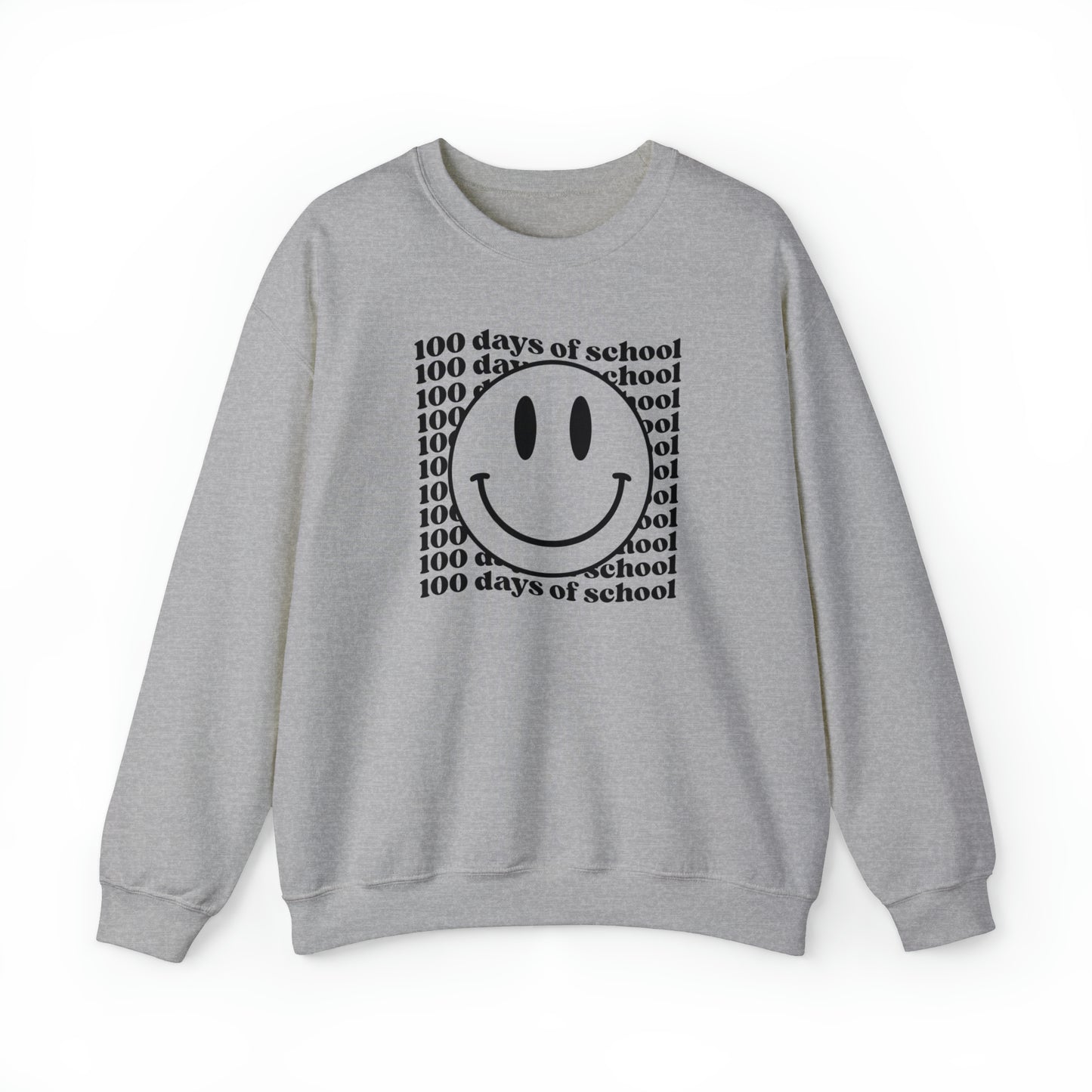 100 Days of School Smiley Face Heavyweight Crewneck Sweatshirt