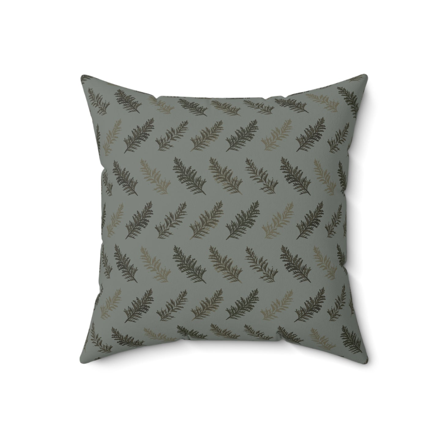 Cedar Leaves Green Fall/ Halloween Spun Polyester Square Pillow