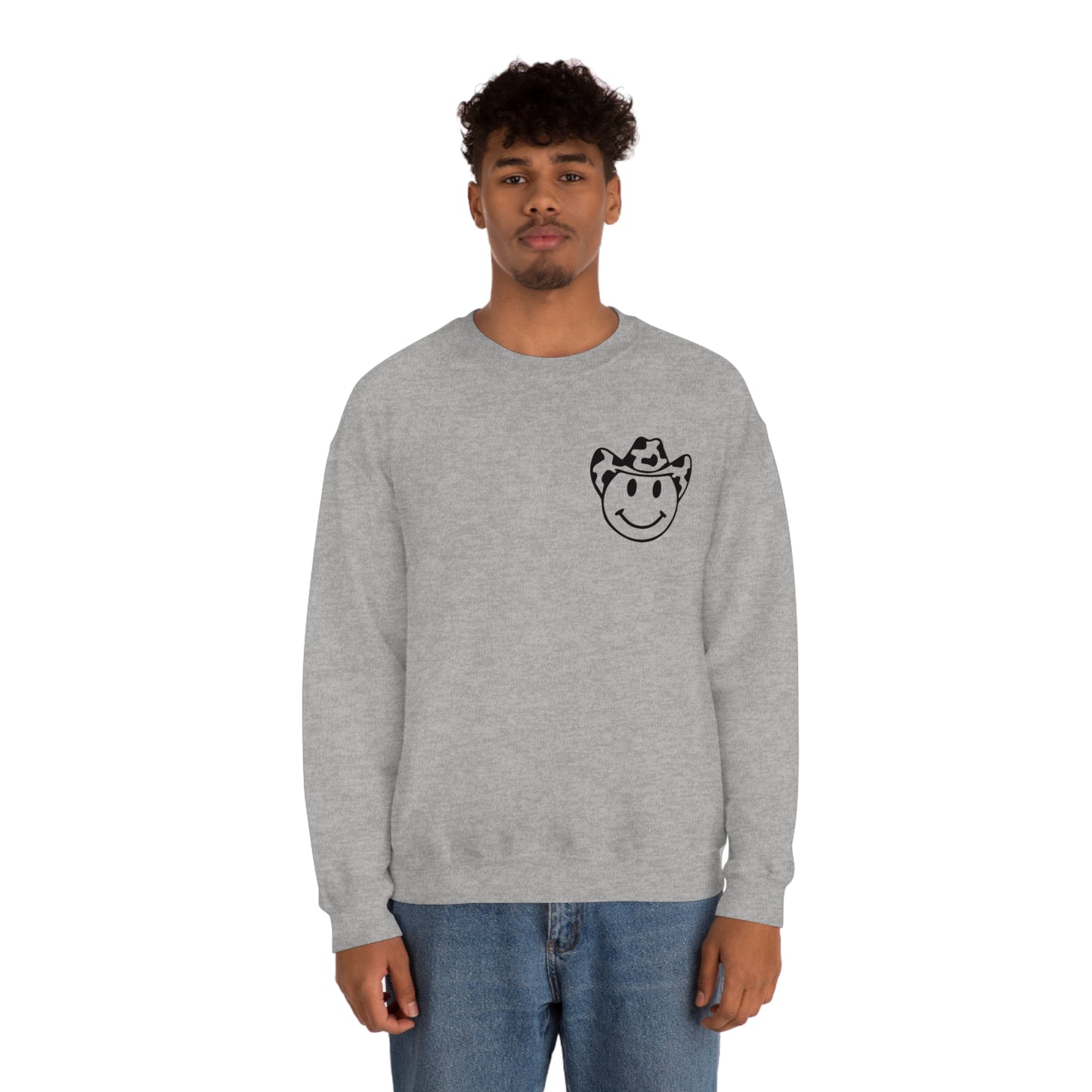 "Smiley Face HOWDY" (Front and Back Design) - Unisex Heavy Blend™ Crewneck Sweatshirt