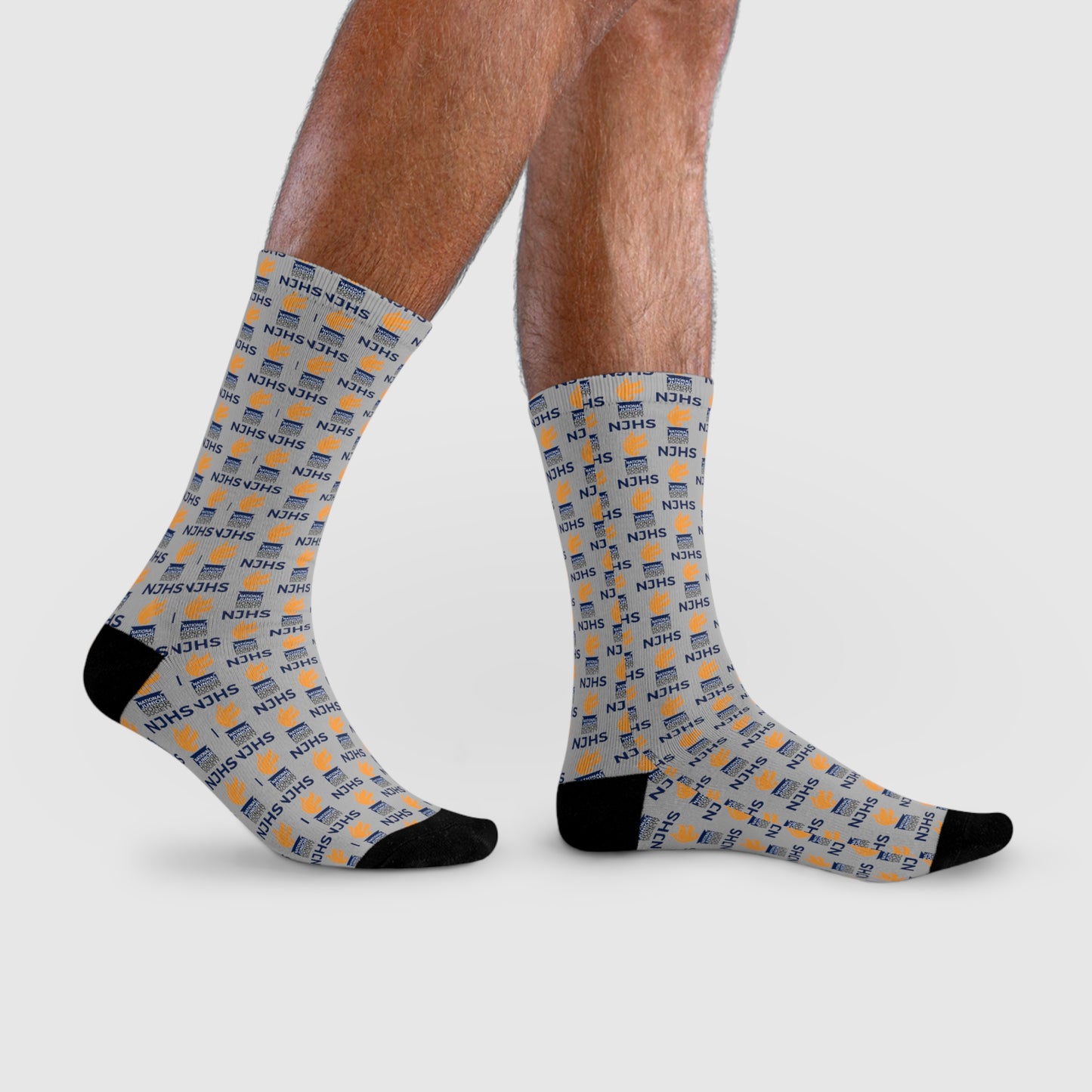 NJHS Torch Logo Sublimation Crew Socks (EU) - Gray