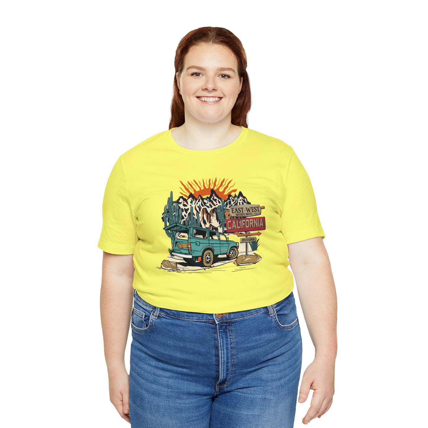 Vintage Mountain Scene with Bronco Unisex Jersey Short Sleeve Tee