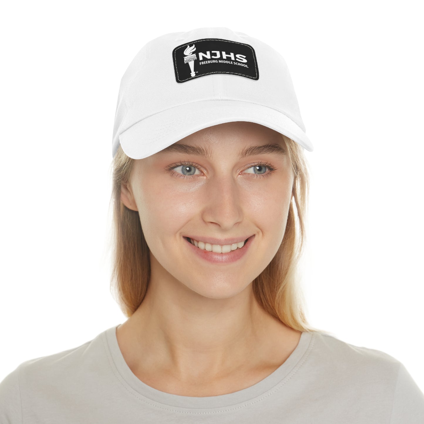 Freeburg Middle School White Torch Hat with Leather Patch