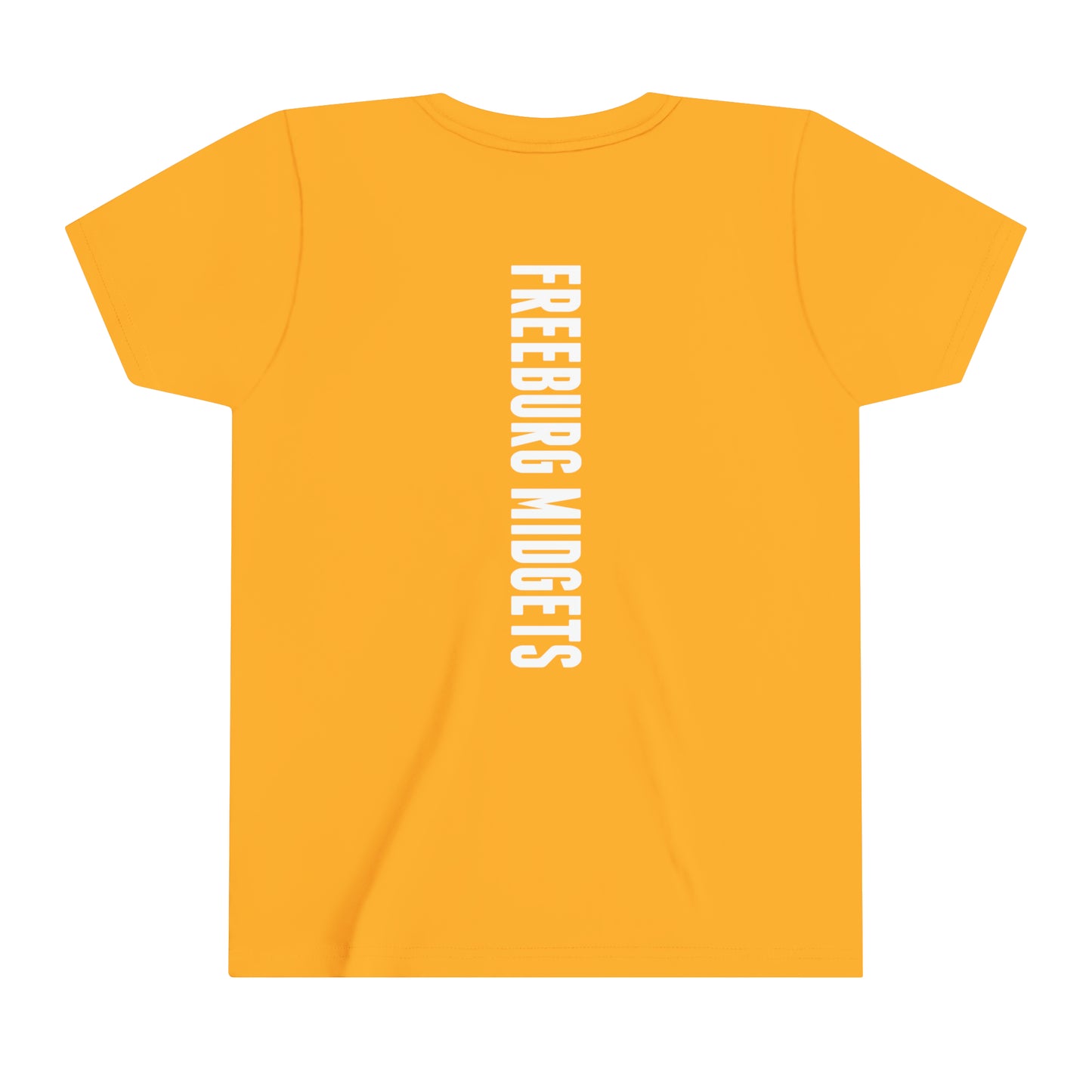 YOUTH - Front and Back Design - Varsity F Vertical Freeburg Midgets Logo - Short Sleeve Tee
