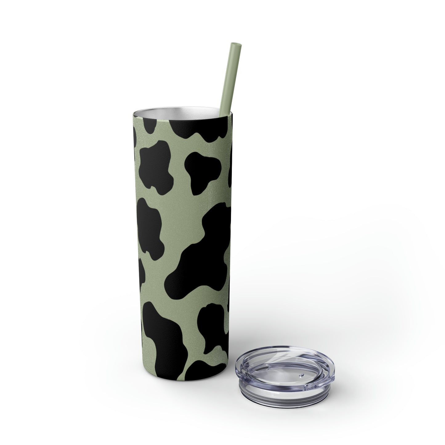 Country Cow Print Skinny Tumbler with Straw, 20oz