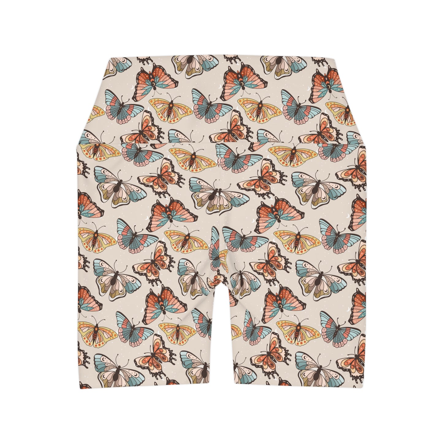 Boho Butterfly Brown Print Yoga Shorts