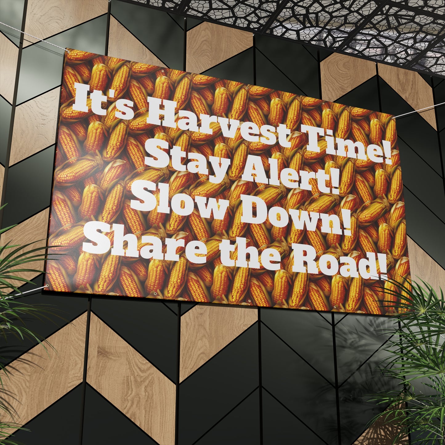 It's Harvest Time- Stay Alert- Slow Down- Share the Road Farming Matte Banner