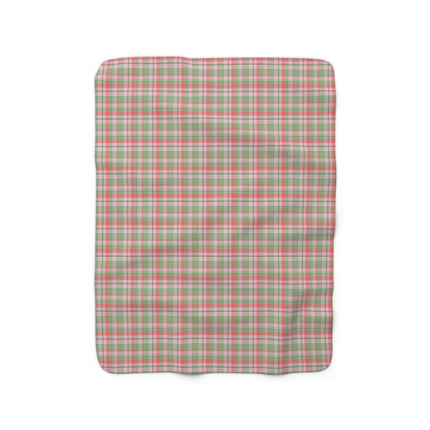 Pink and Green Christmas Plaid Sherpa Fleece Blanket