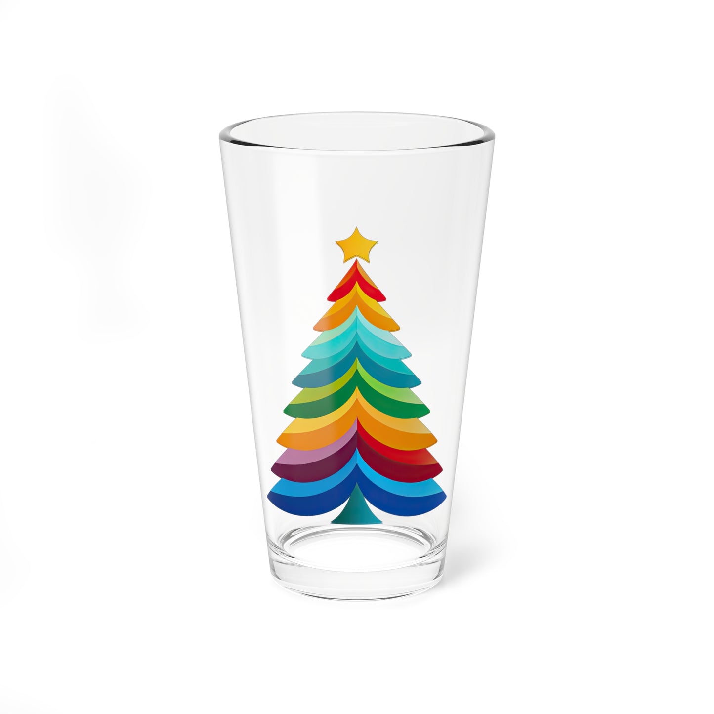 Layered Rainbow Christmas Tree Mixing Glass, 16oz