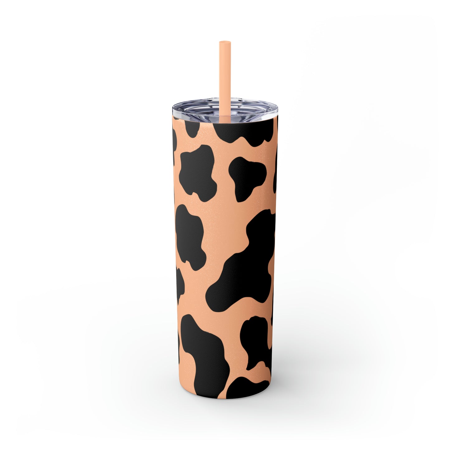 Country Cow Print Skinny Tumbler with Straw, 20oz