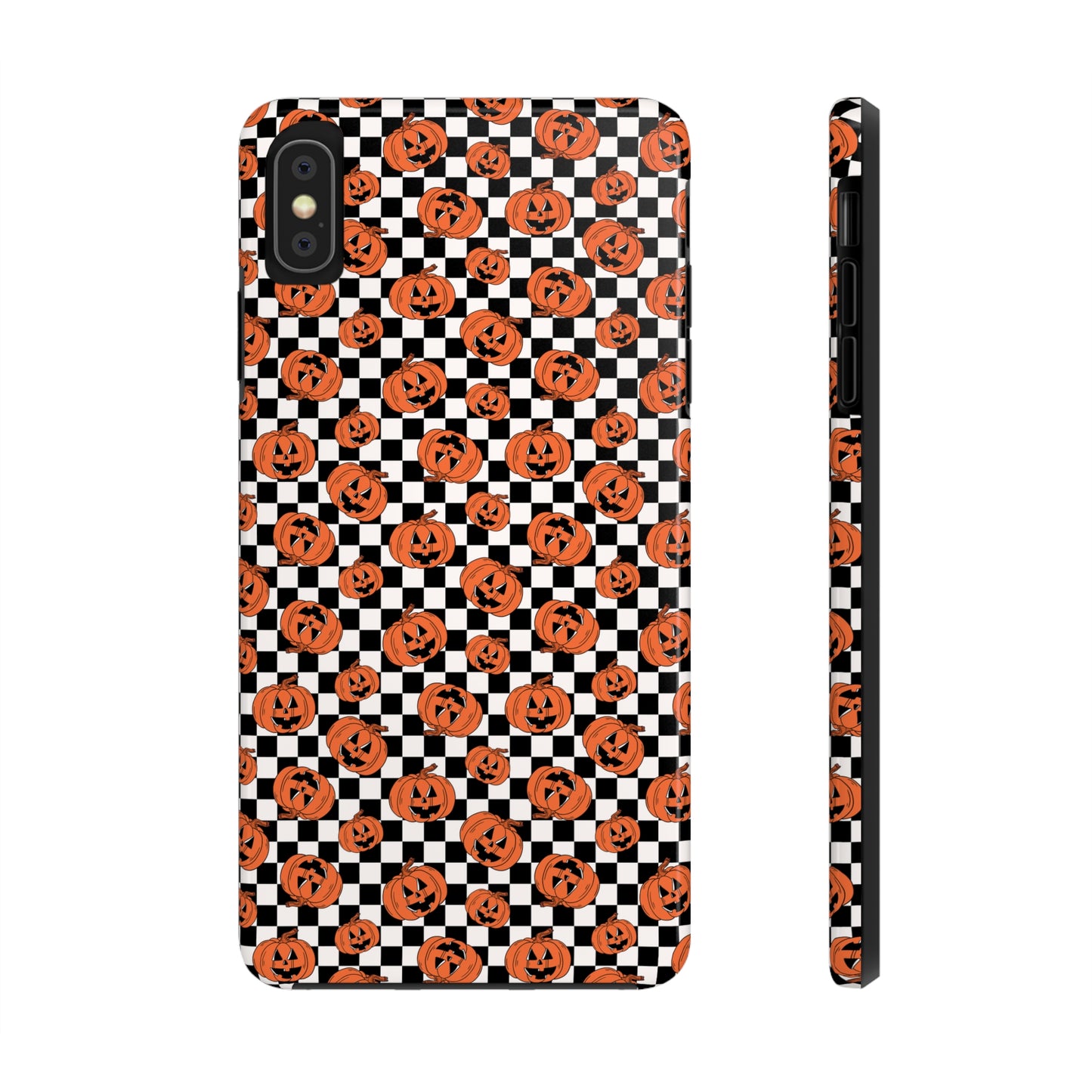 Pumpkin / Jack-O-Lantern Checkerboard Halloween/ Fall Patterned Tough Phone Cases