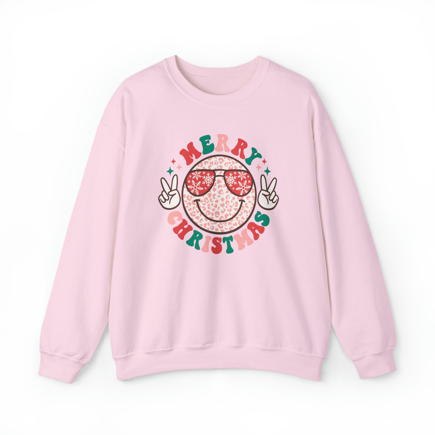 Merry Christmas Peace Smiley Face Unisex Heavy Blend™ Crewneck Sweatshirt