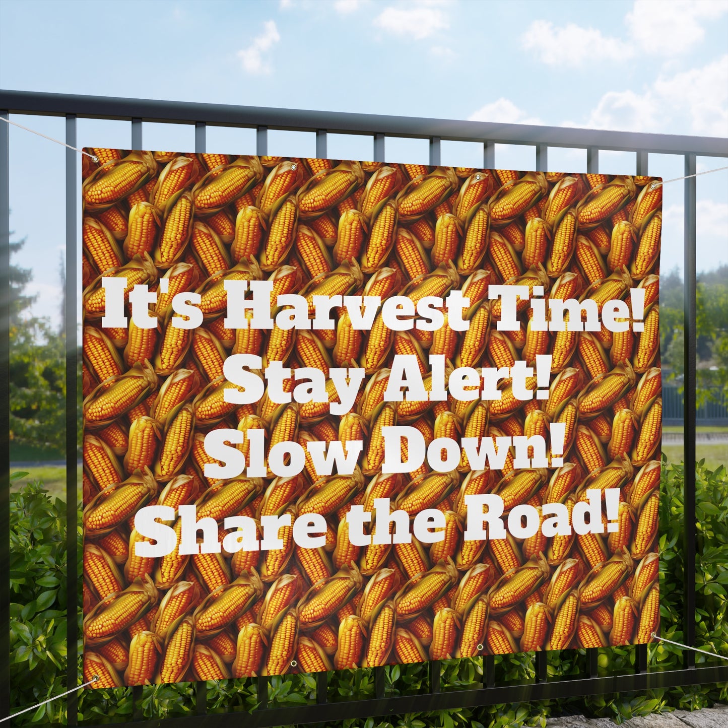 It's Harvest Time- Stay Alert- Slow Down- Share the Road Farming Matte Banner