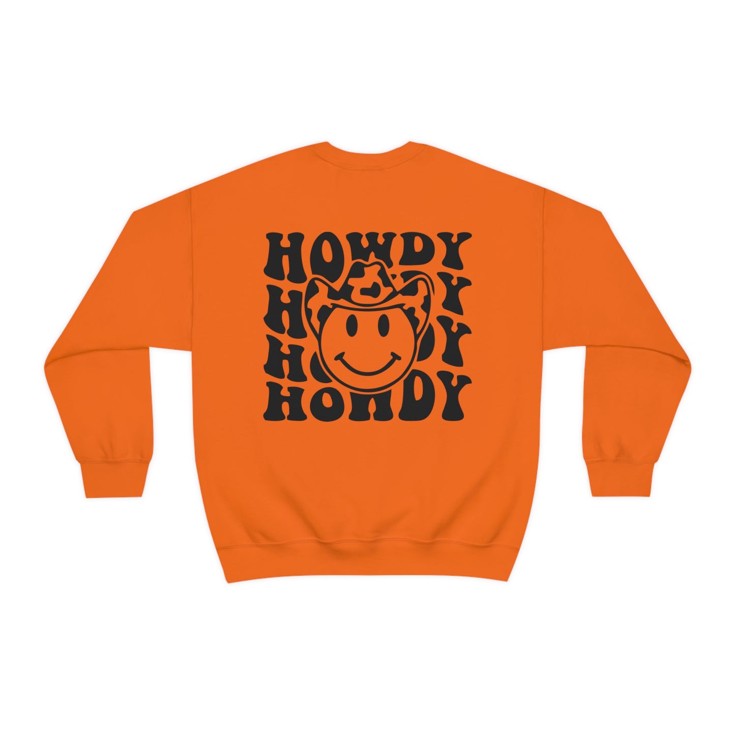 "Smiley Face HOWDY" (Front and Back Design) - Unisex Heavy Blend™ Crewneck Sweatshirt