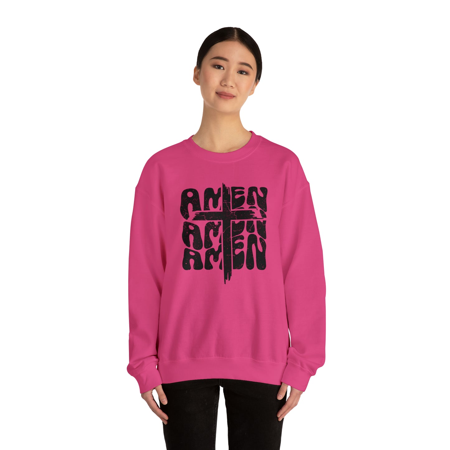 Amen Amen Amen with Cross Design Heavy Blend™ Crewneck Sweatshirt
