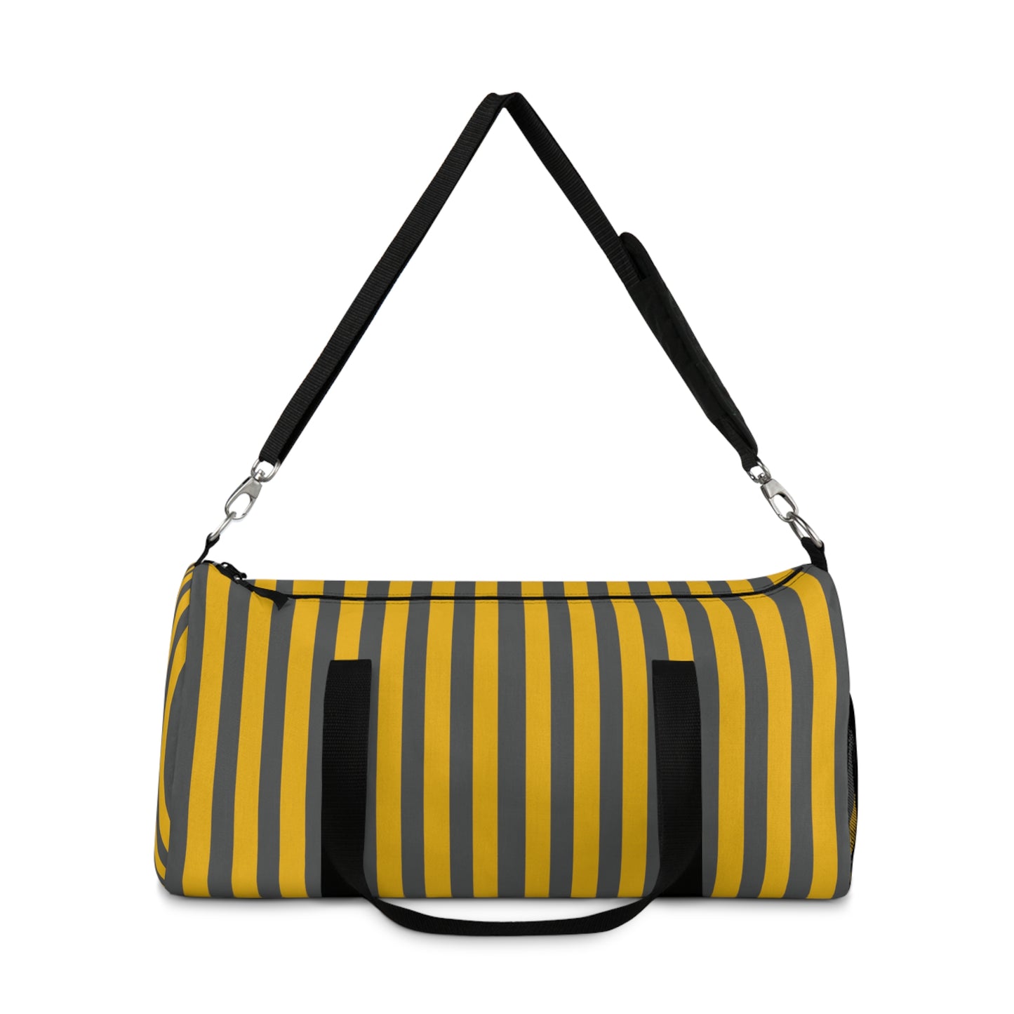 Yellow and Gray Striped Duffel Bag