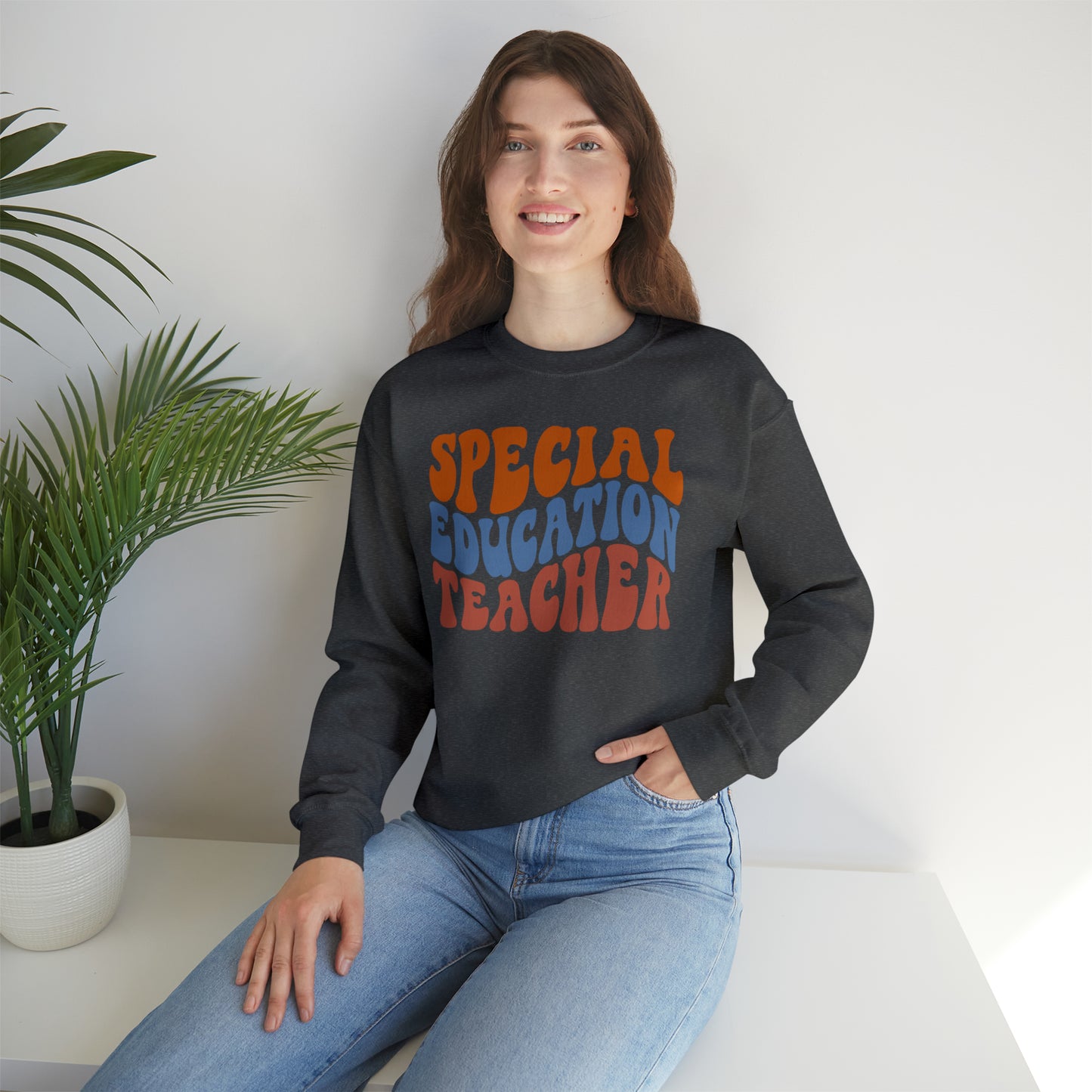 Retro Warm Colored Special Education Teacher Unisex Heavy Blend™ Crewneck Sweatshirt