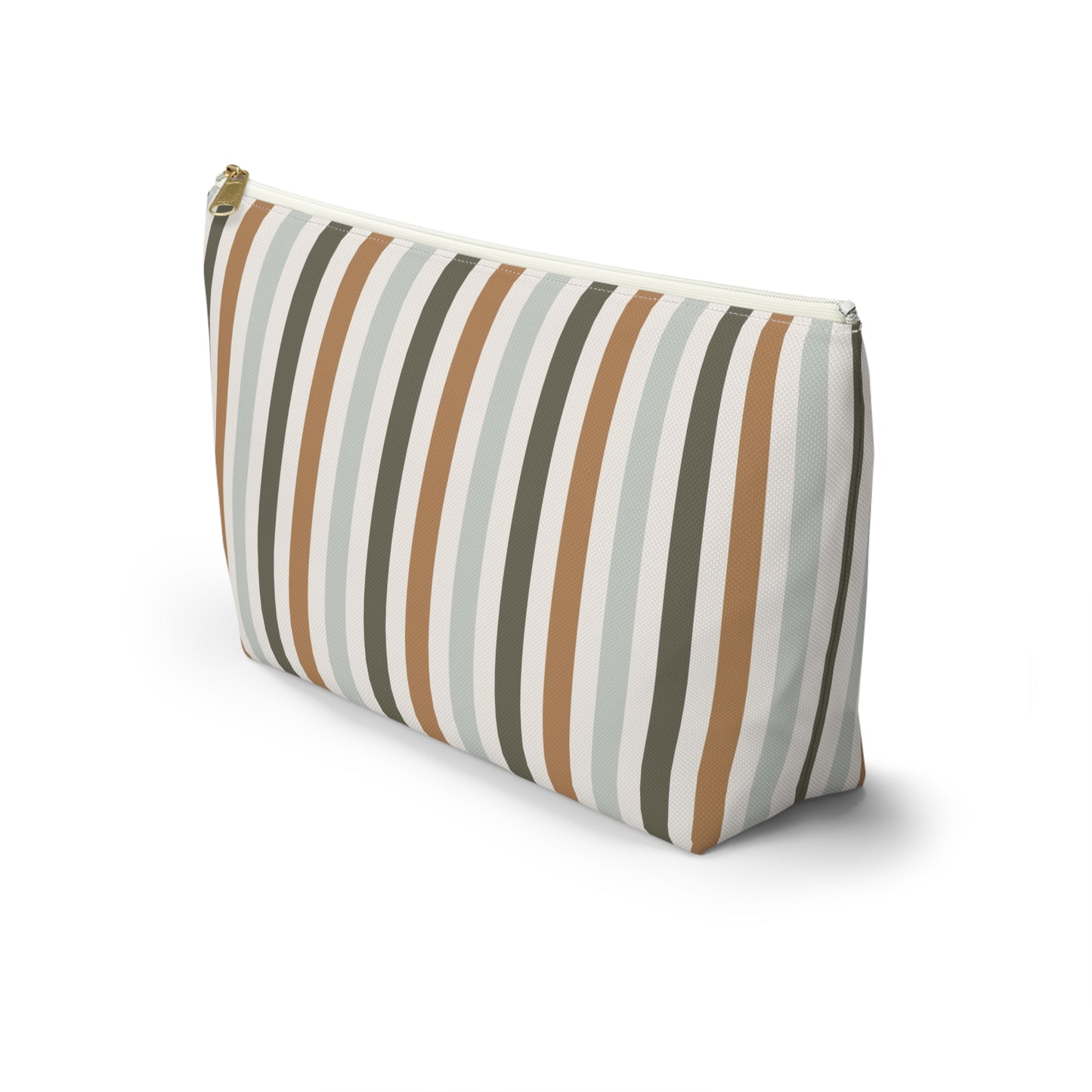 Fall Retro Brown Striped Print Design  Accessory Pouch w T-bottom