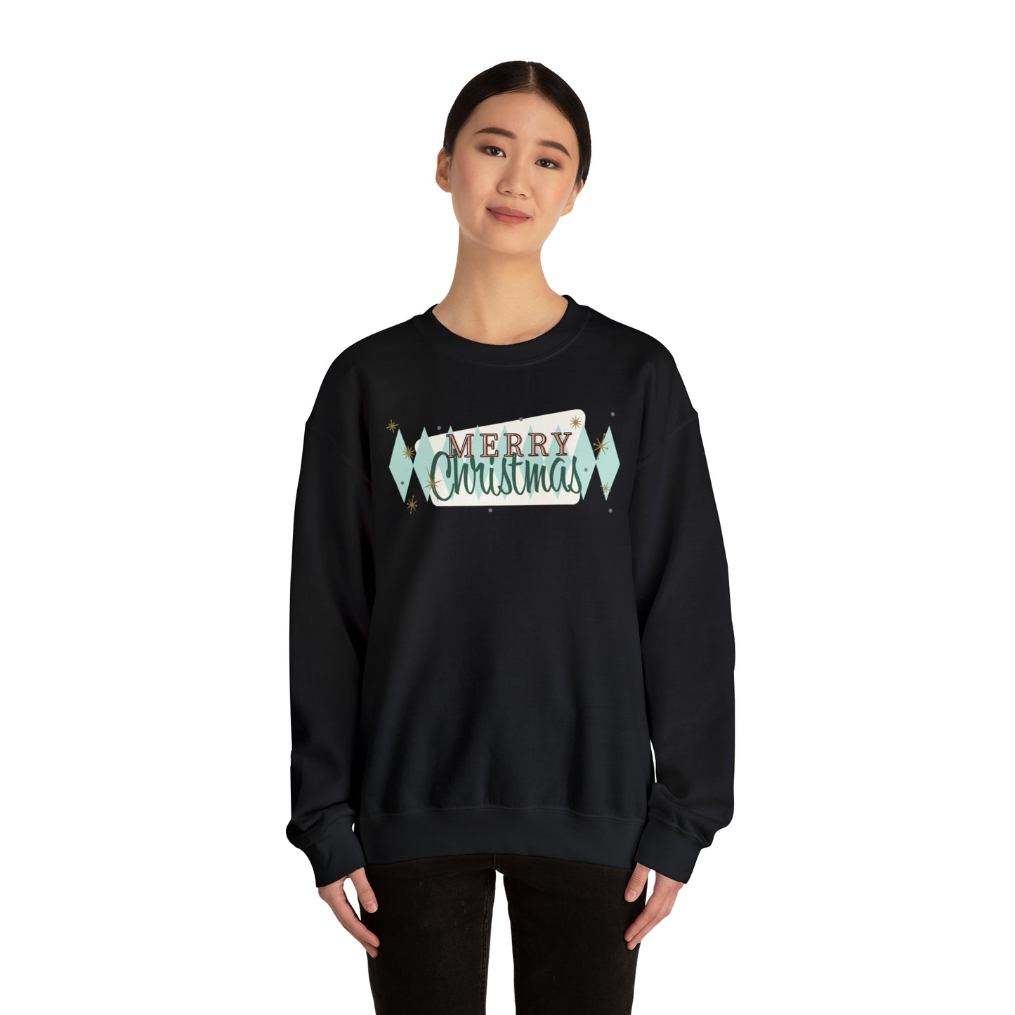 Merry Christmas Diamond Diner Pattern Holiday Unisex Heavy Blend™ Crewneck Sweatshirt