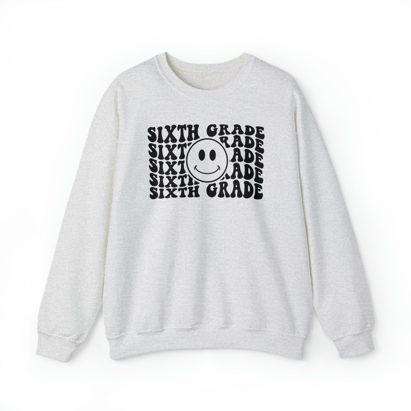 6th Grade Smiley Face Black Logo Unisex Heavy Blend™ Crewneck Sweatshirt