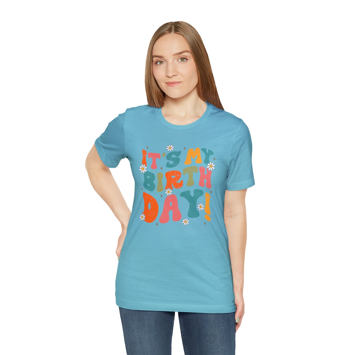 Distressed It's My Birthday Colorful Daisy T-Shirt