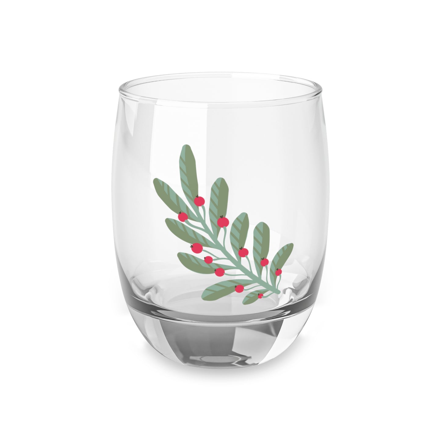 Holly and Berry Branch Whiskey Glass