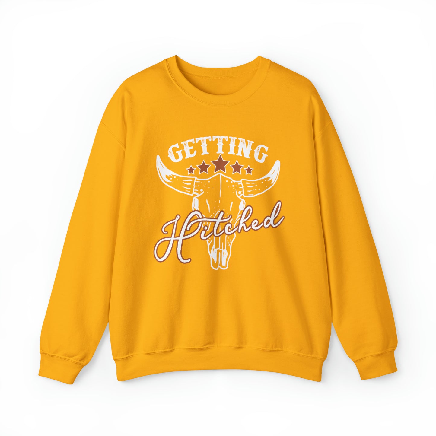 Vintage Getting Hitched Bride Unisex Heavy Blend™ Crewneck Sweatshirt - White Ink