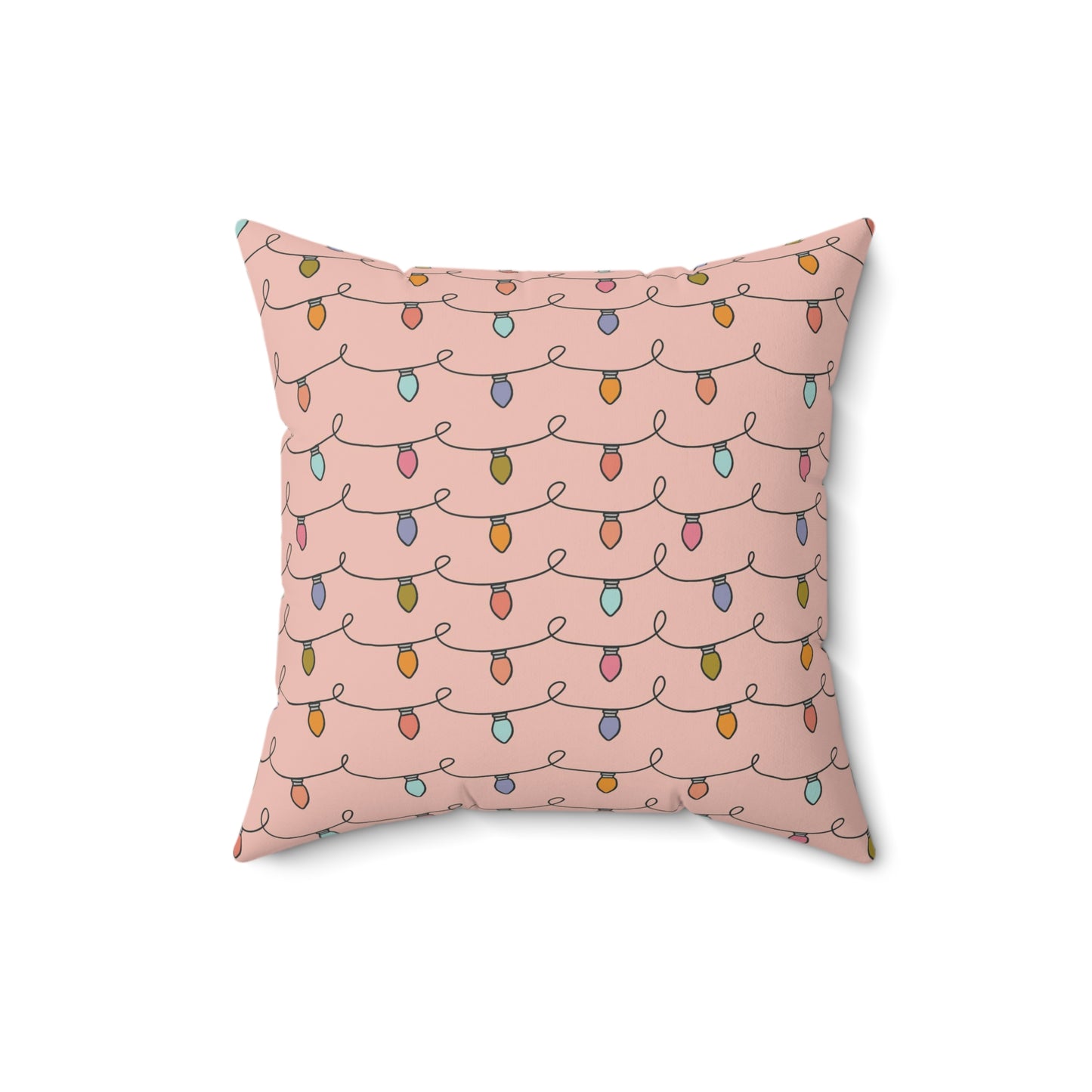 Pink Christmas Lights/ Holiday Polyester Square Pillow