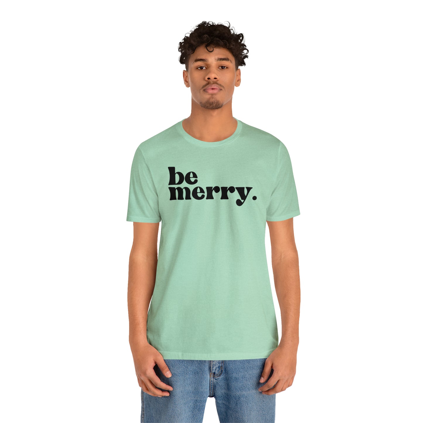 Be Merry Christmas/ Holiday Bella Jersey Short Sleeve Tee (Unisex)