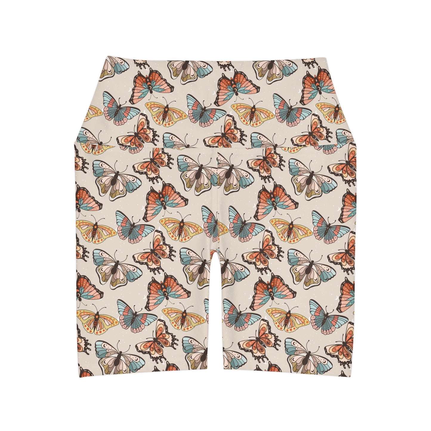 Boho Butterfly Brown Print Yoga Shorts
