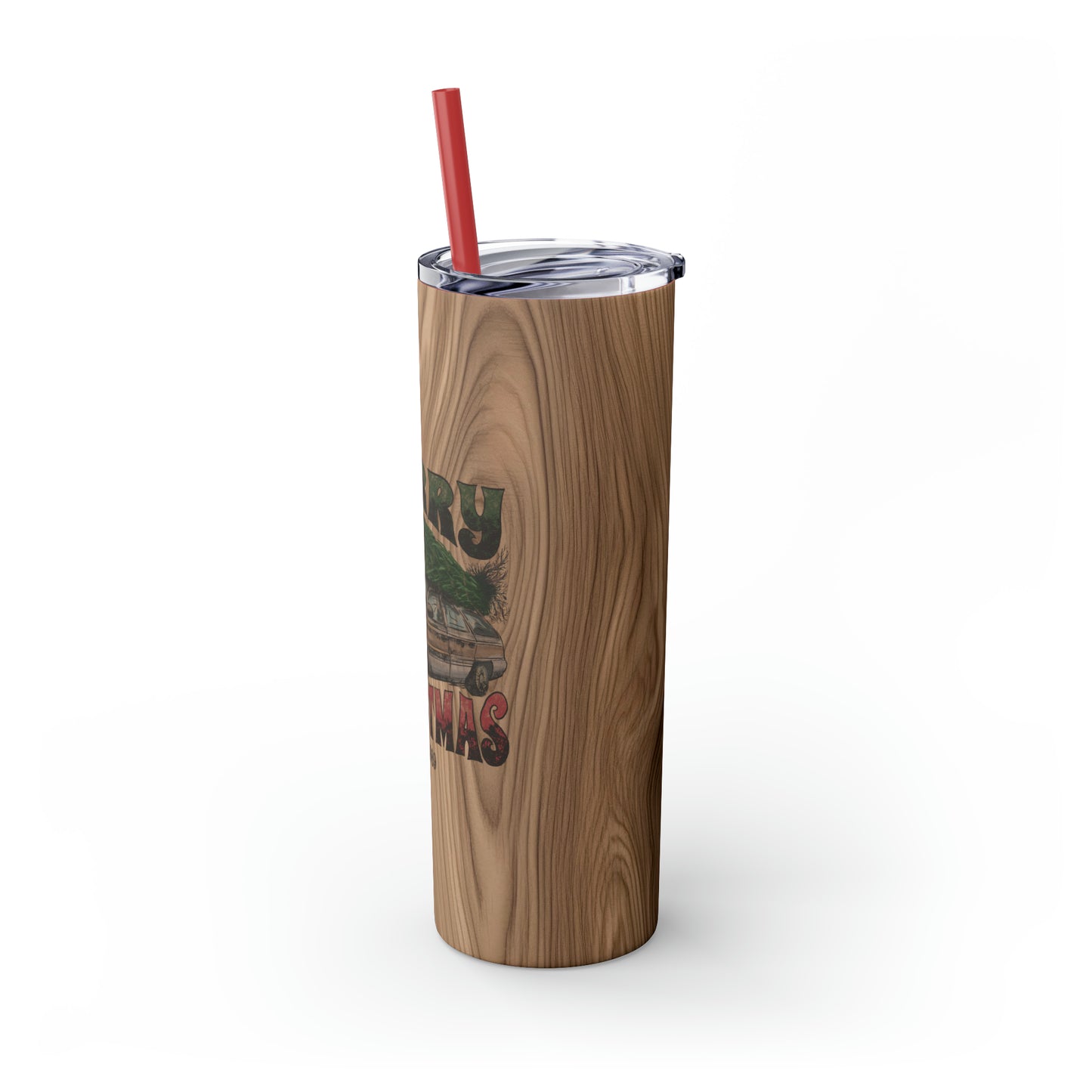 Distressed Merry Griswold's Christmas Tree Station Wagon Skinny Tumbler with Pick your Color Straw, 20oz