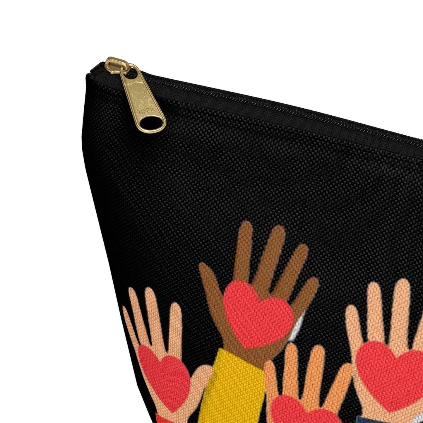 Hearts Hands and Love Print Design Accessory Pouch w T-bottom