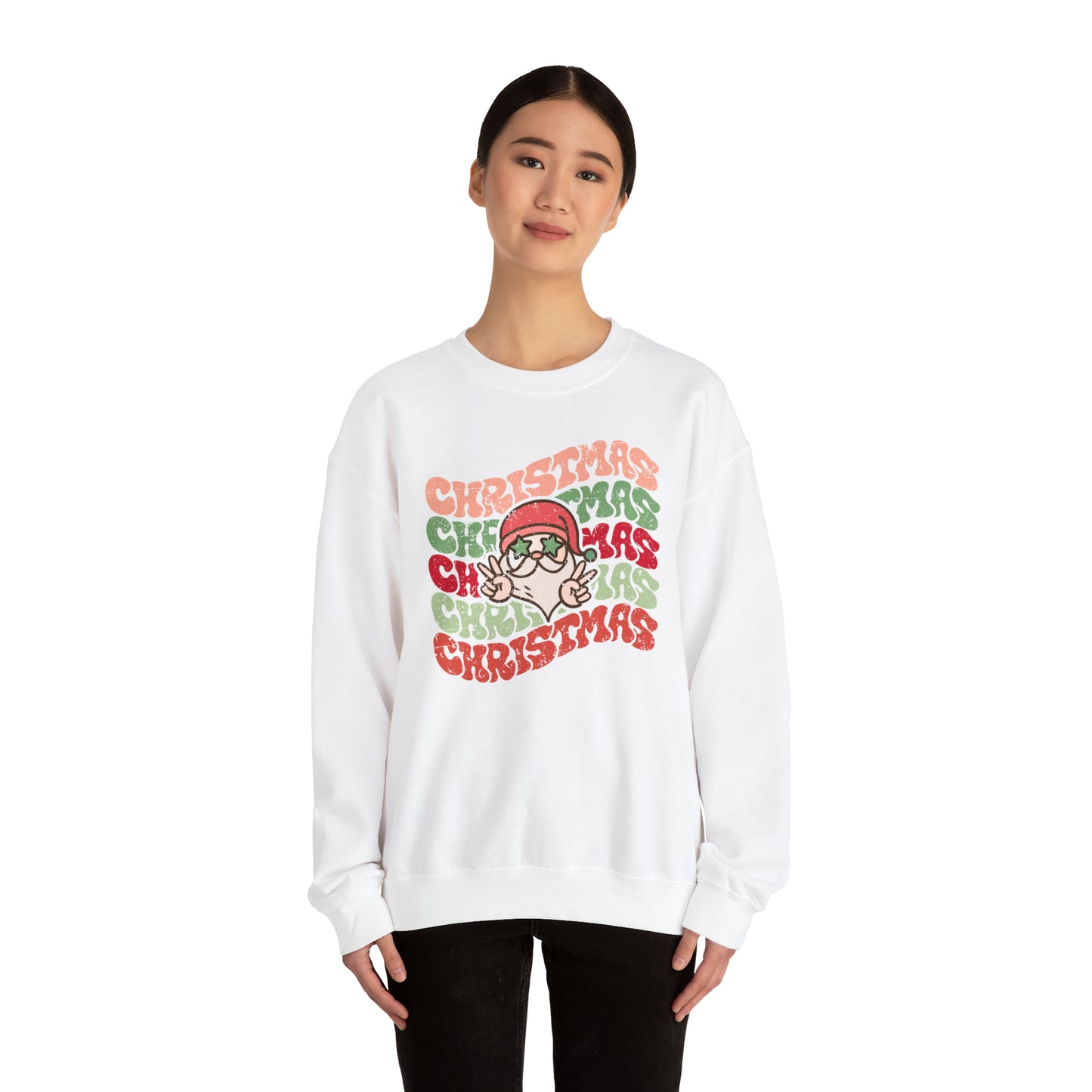 Distressed Christmas Christmas Christmas Christmas Santa Claus Unisex Heavy Blend™ Crewneck Sweatshirt
