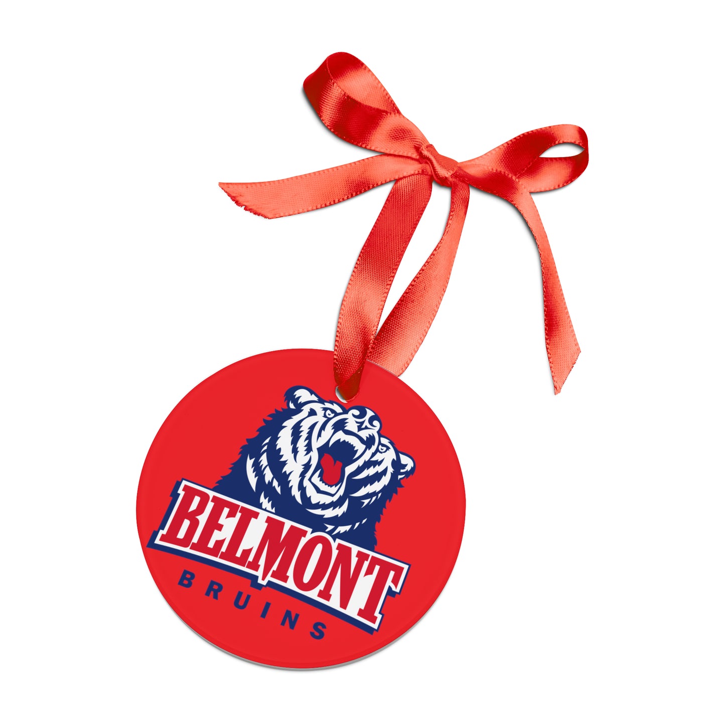 Belmont Bruins Ornament with Ribbon - Red