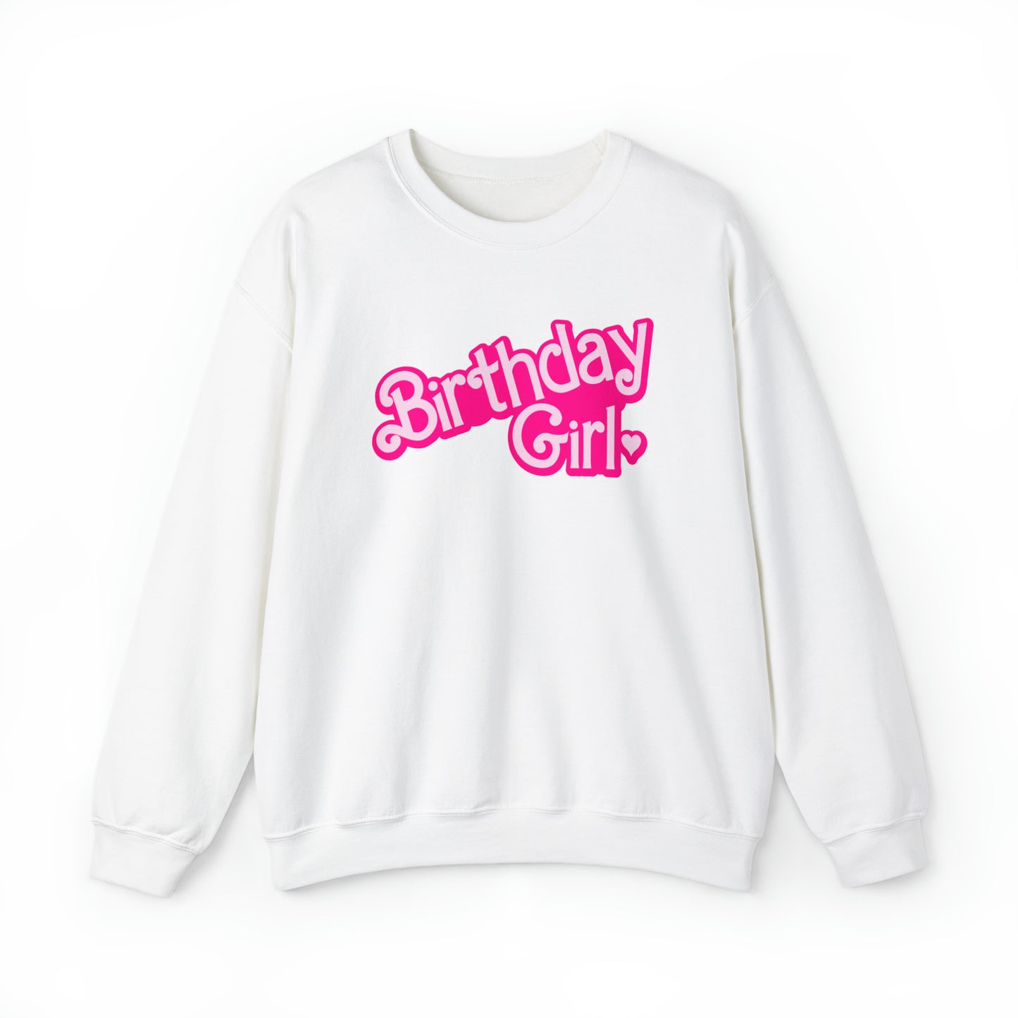 Birthday Girl with Hot Pink Barbie Font Heavy Blend™ Crewneck Sweatshirt