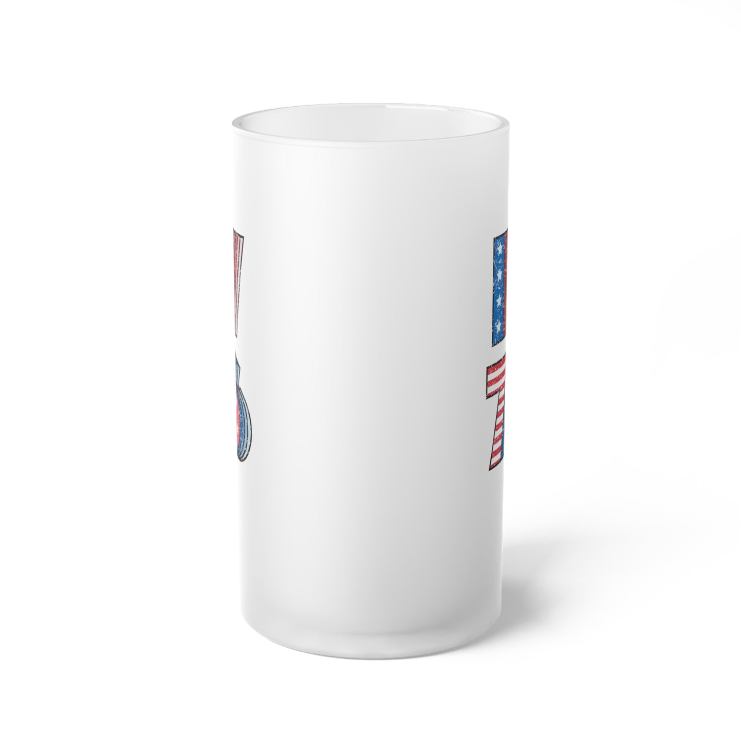 1776 United States / USA/ 4th of July Frosted Glass Beer Mug