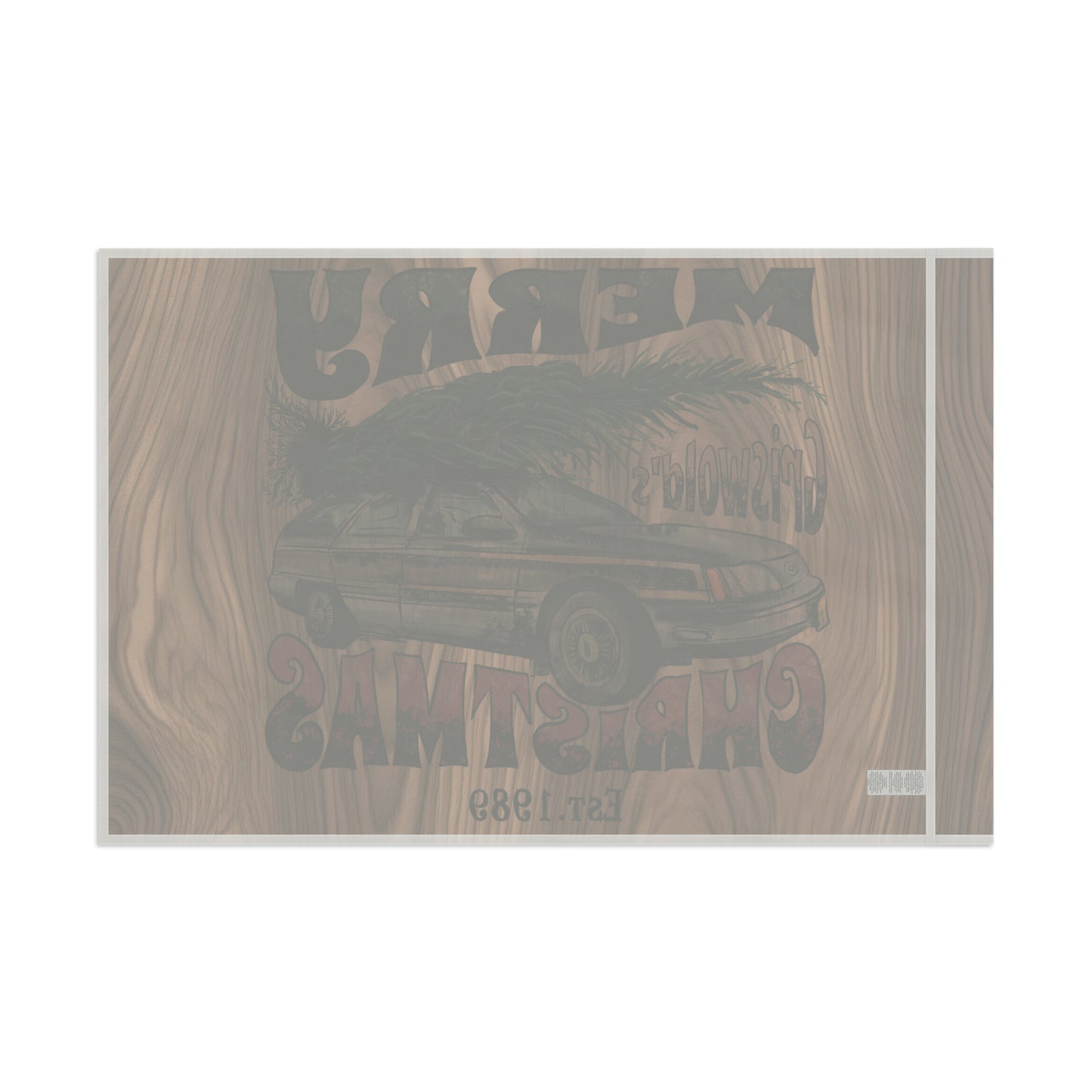 Distressed Merry Griswold's Christmas Tree Station Wagon Holiday Wooden Print Flag