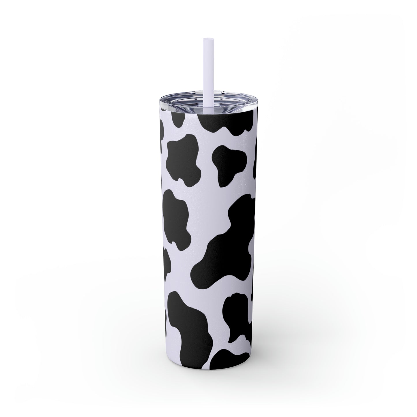 Country Cow Print Skinny Tumbler with Straw, 20oz