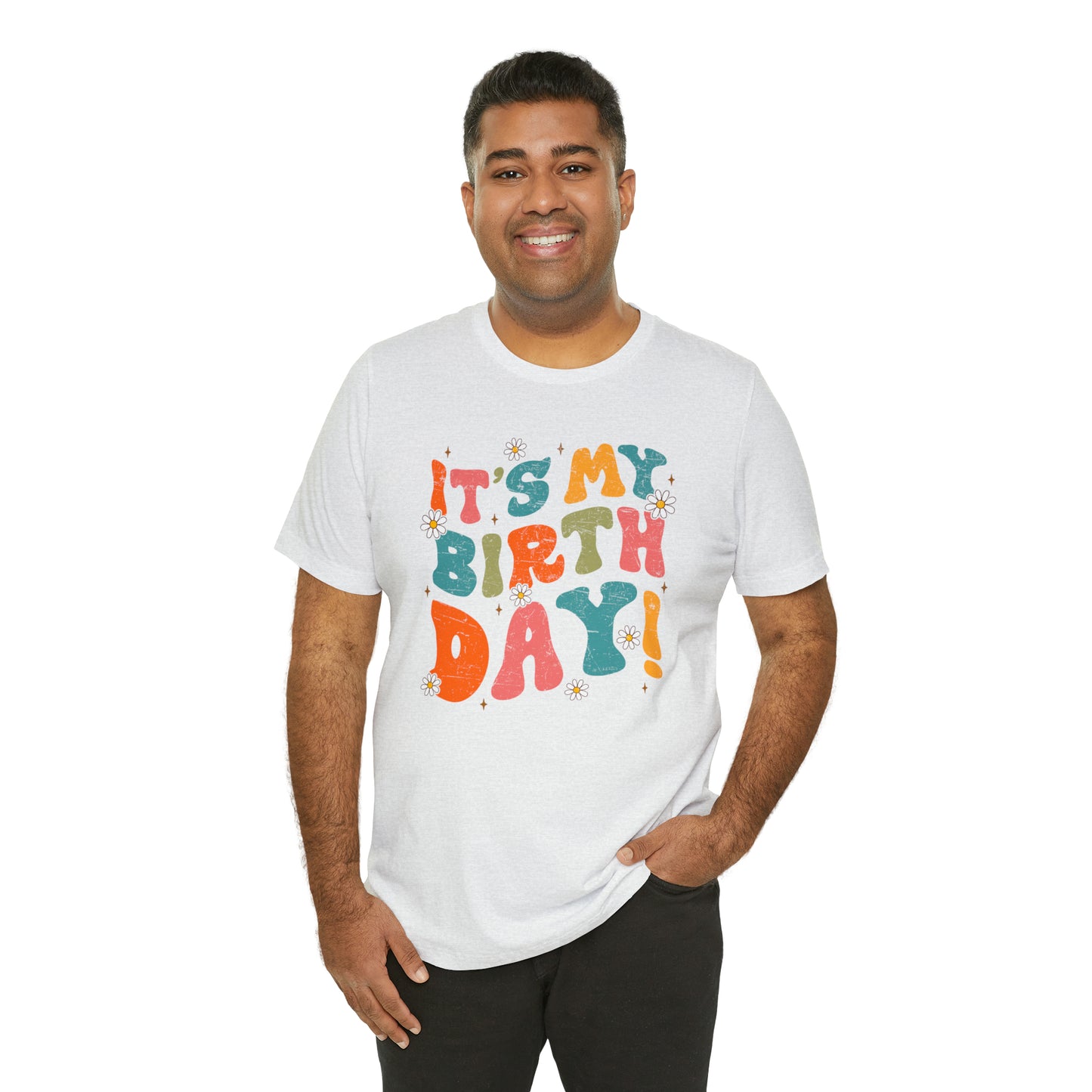 Distressed It's My Birthday Colorful Daisy T-Shirt
