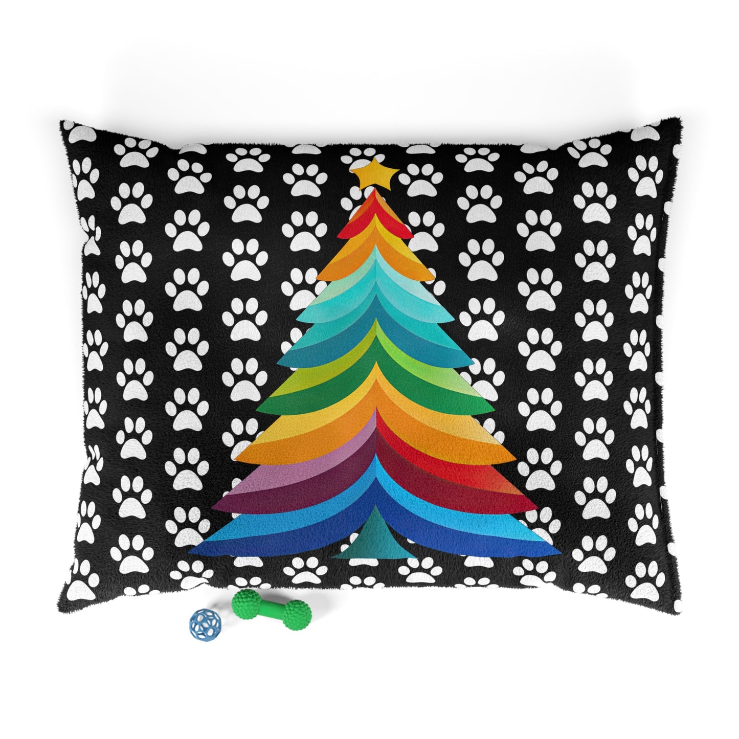 Layered Rainbow Tree Paw Print Pet Bed