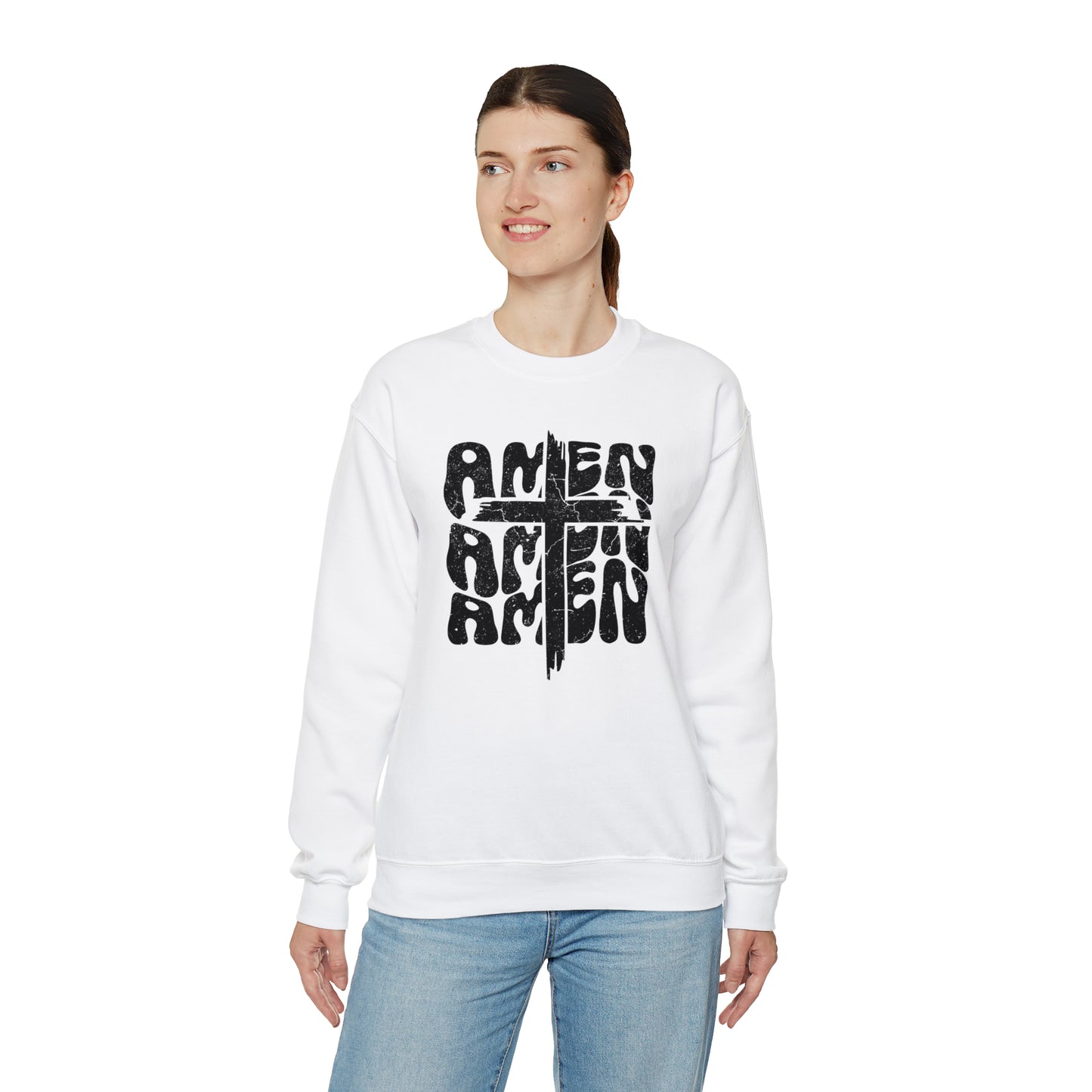 Amen Amen Amen with Cross Design Heavy Blend™ Crewneck Sweatshirt