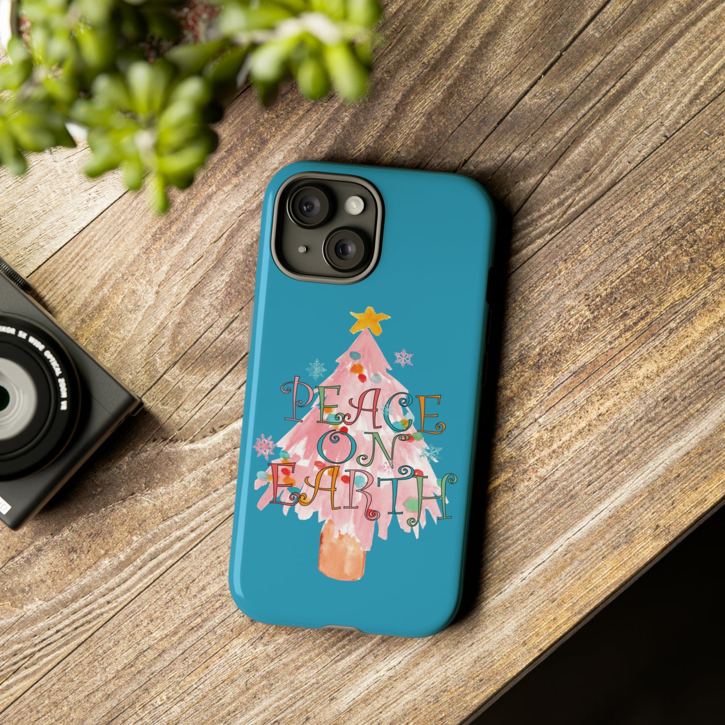 Peace on Earth Christmas/ Holiday Apple iPhone Tough Cases - Turquoise