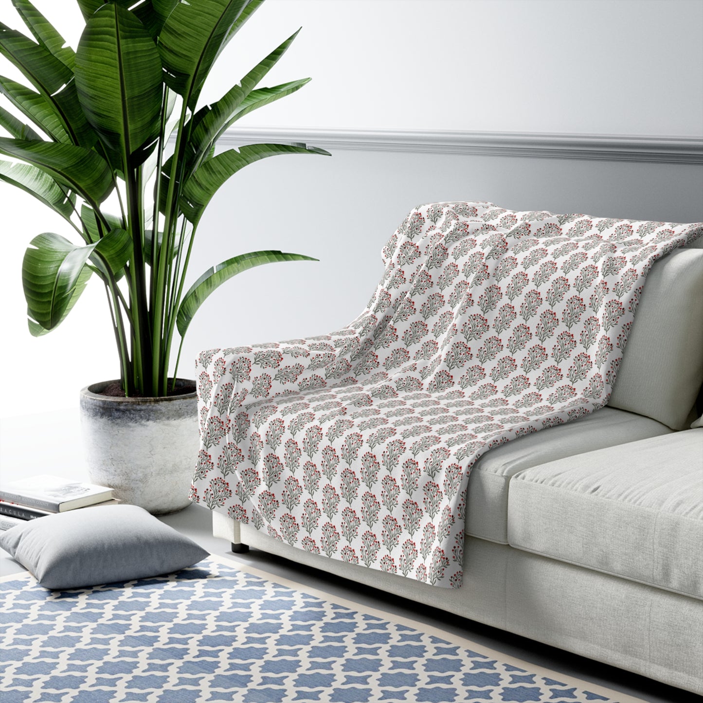 Berry Sprig Sherpa Fleece Blanket